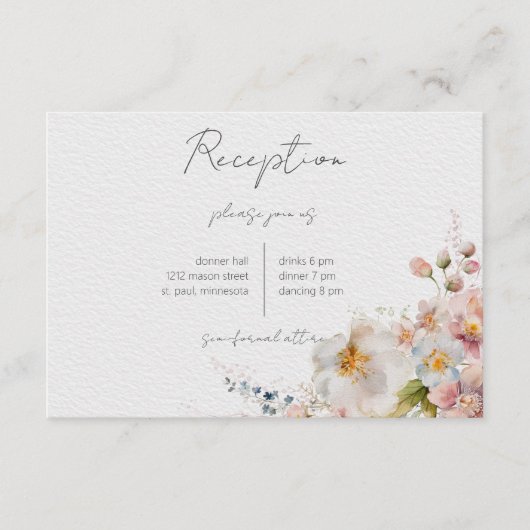 Pastel Bloemen Moderne Huwelijksreceptie Informatiekaartje (Voorkant)
