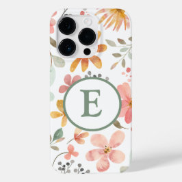 Pastel Bloemen Monogram iPhone Case