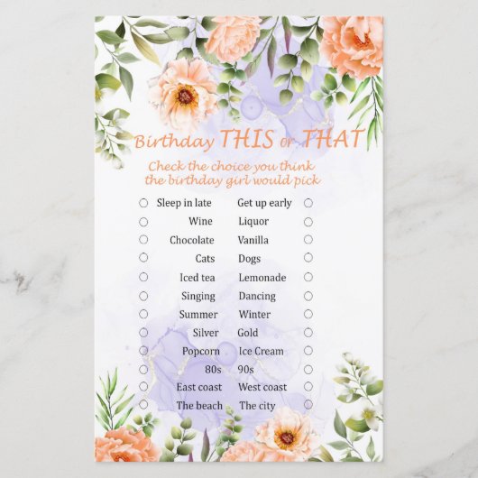 Pastel bloemen op de dag dat dit of dat spel (Voorkant)