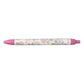 Pastel Bloemen op de lichtroze achtergrond Zwarte Inkt Pen (Voorkant)