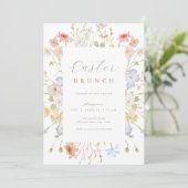 Pastel Bloemen Paasbrunch Egg Hunt Uitnodiging (Staand voorkant)