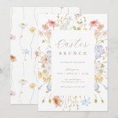 Pastel Bloemen Paasbrunch Egg Hunt Uitnodiging (Voorkant / Achterkant)