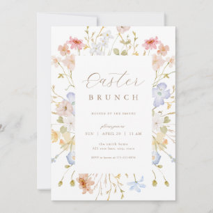 Pastel Bloemen Paasbrunch Egg Hunt Uitnodiging