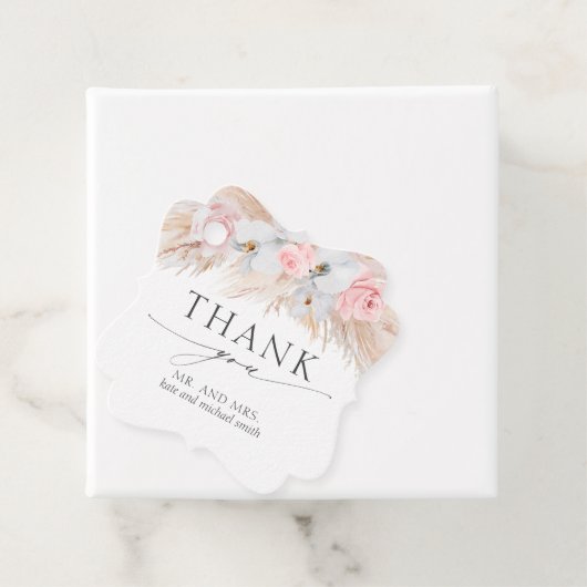 Pastel Bloemen Pampas Grass Bruiloft Dank u Bedankjes Labels (In situ)