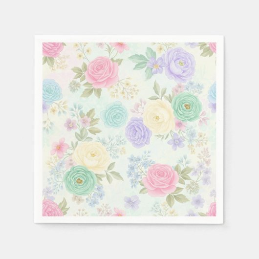 Pastel Bloemen Papier Party servetten (Voorkant)