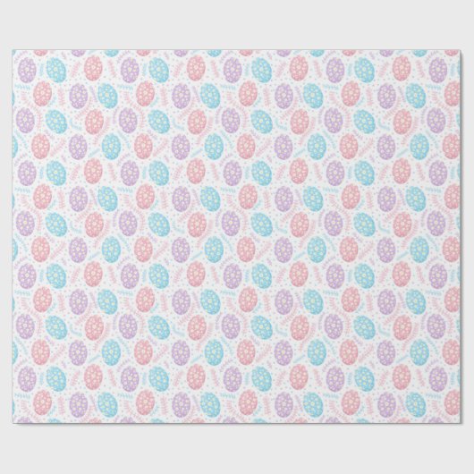 Pastel Bloemen Pasen Ei Patroon Cadeaupapier (Vlak)