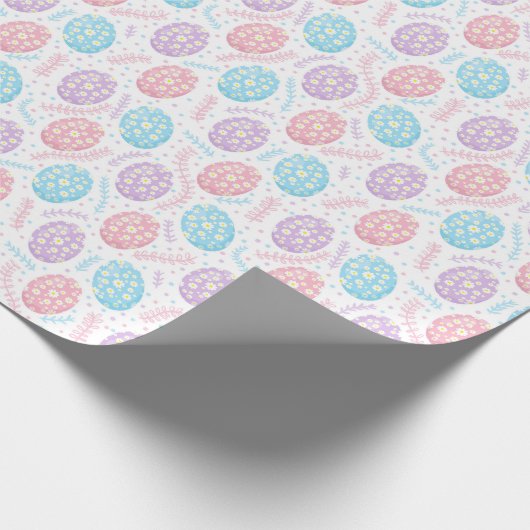 Pastel Bloemen Pasen Ei Patroon Cadeaupapier (Hoek)