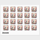 Pastel Bloemen Pasen Groeten Waterverf Lam Vierkante Sticker (Vel)