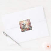 Pastel Bloemen Pasen Groeten Waterverf Lam Vierkante Sticker (Envelop)