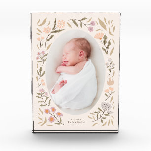 Pastel Bloemen Pasgeboren Foto Keepsake