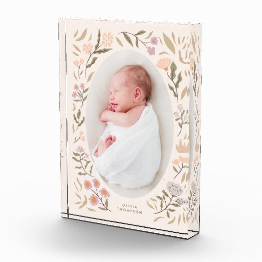 Pastel Bloemen Pasgeboren Foto Keepsake (Rechts)