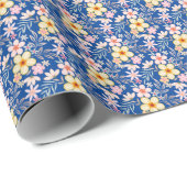 Pastel Bloemen patroon C03.bw Blauw BG Cadeaupapier (Rol Hoek)