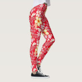 Pastel Bloemen patroon C03.bw Rood BG Leggings (Rechts)