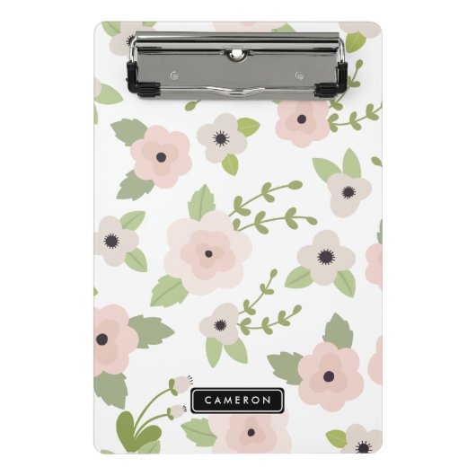 Pastel Bloemen Patroon Gepersonaliseerde Mini Klem Mini Klembord (Voorkant)
