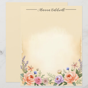 Pastel Bloemen Rand Briefpapier
