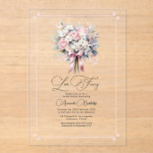 Pastel Bloemen Romantische Liefde Fancy Vrijgezell Acryl Uitnodigingen (Voorkant)