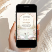 Pastel Bloemen Romantische Zwanen Indiase bruiloft Kaart