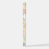 Pastel Bloemen Roze & Blauw op Lichtgeel iPhone Hoesje (Rechterkant)