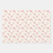 Pastel Bloemen Rozen Strepen Elegante Bruid Inpakpapier Vel (Voorkant)