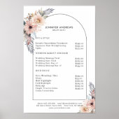 Pastel Bloemen Salon Prijslijst Poster (Voorkant)