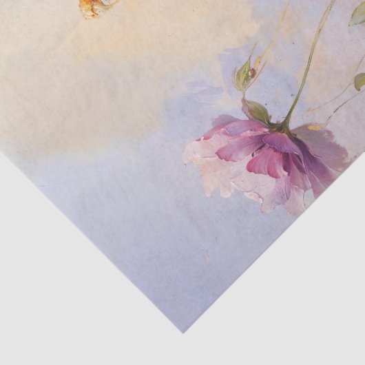 Pastel Bloemen Schilderen Zachte Bloeiende Tuin Tissuepapier (Detail)