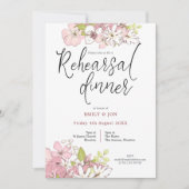 Pastel Bloemen Script bruiloft repetitie diner Kaart (Voorkant)