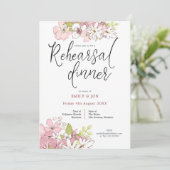 Pastel Bloemen Script bruiloft repetitie diner Kaart (Staand voorkant)