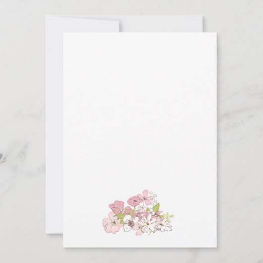 Pastel Bloemen Script bruiloft repetitie diner Kaart (Achterkant)