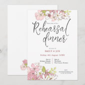 Pastel Bloemen Script bruiloft repetitie diner Kaart (Voorkant / Achterkant)