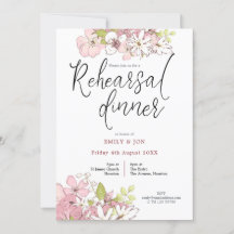 Pastel Bloemen Script bruiloft repetitie diner