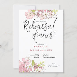 Pastel Bloemen Script bruiloft repetitie diner Kaart