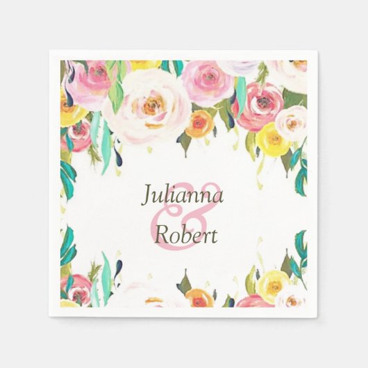 Pastel bloemen servetten (Voorkant)