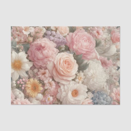 Pastel Bloemen Shabby Chic Roos Bloemendecor Bruil Tissuepapier (Voorkant)
