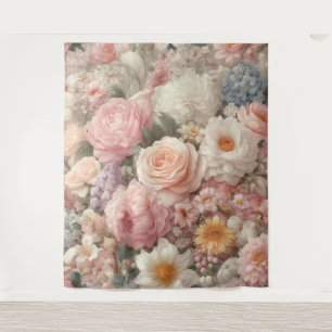 Pastel Bloemen Shabby Chic Roos Bloemmotief Wandkleed