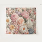 Pastel Bloemen Shabby Chic Roos Bloempatroon Wandkleed (Voorkant (horizontaal))