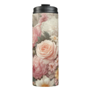 Pastel Bloemen Shabby Chic Roze Bloemig  Thermosbeker