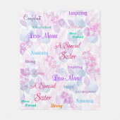 Pastel Bloemen Speciaal Zusje Bedachtzaam Hartelij Fleece Deken (Voorkant)