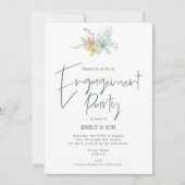 Pastel Bloemen Stijlvolle Script Engagement Party Kaart (Voorkant)