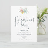 Pastel Bloemen Stijlvolle Script Engagement Party Kaart (Staand voorkant)