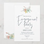Pastel Bloemen Stijlvolle Script Engagement Party Kaart (Voorkant / Achterkant)