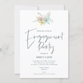 Pastel Bloemen Stijlvolle Script Engagement Party Kaart