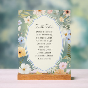 Pastel Bloemen Tabel Drie Zitplaatsen Grafiek Acryl Bord