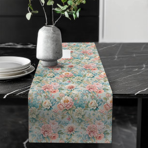 Pastel Bloemen Tafelloper in Rococo Mode