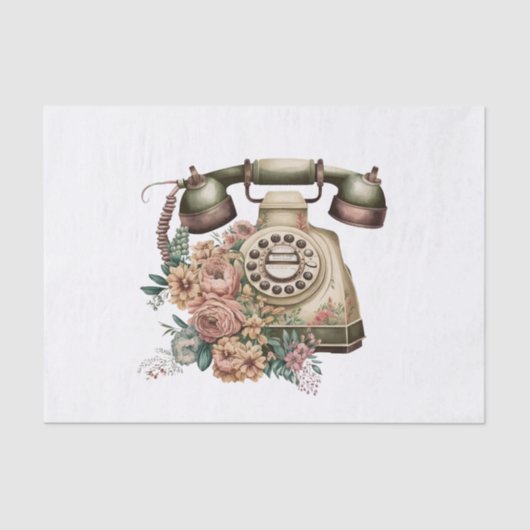  Pastel Bloemen Telefoon Kunst voor Decoupage Tissuepapier (Voorkant)