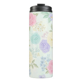 Pastel Bloemen Thermische Tumbler Thermosbeker