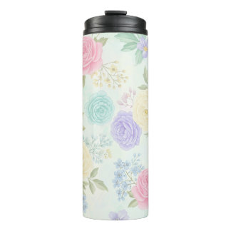 Pastel Bloemen Thermische Tumbler Thermosbeker