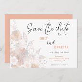Pastel Bloemen Trouwkoraal Bewaar de datum Save The Date (Voorkant / Achterkant)
