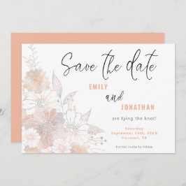 Pastel Bloemen Trouwkoraal Bewaar de datum Save The Date