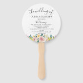 Pastel Bloemen Trouwprogramma Handwaaier (Voorkant)