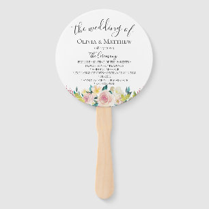 Pastel Bloemen Trouwprogramma Handwaaier